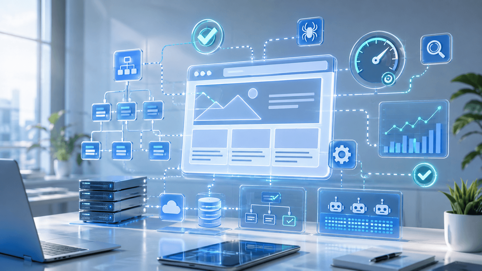 Futuristic Holographic SEO Dashboard