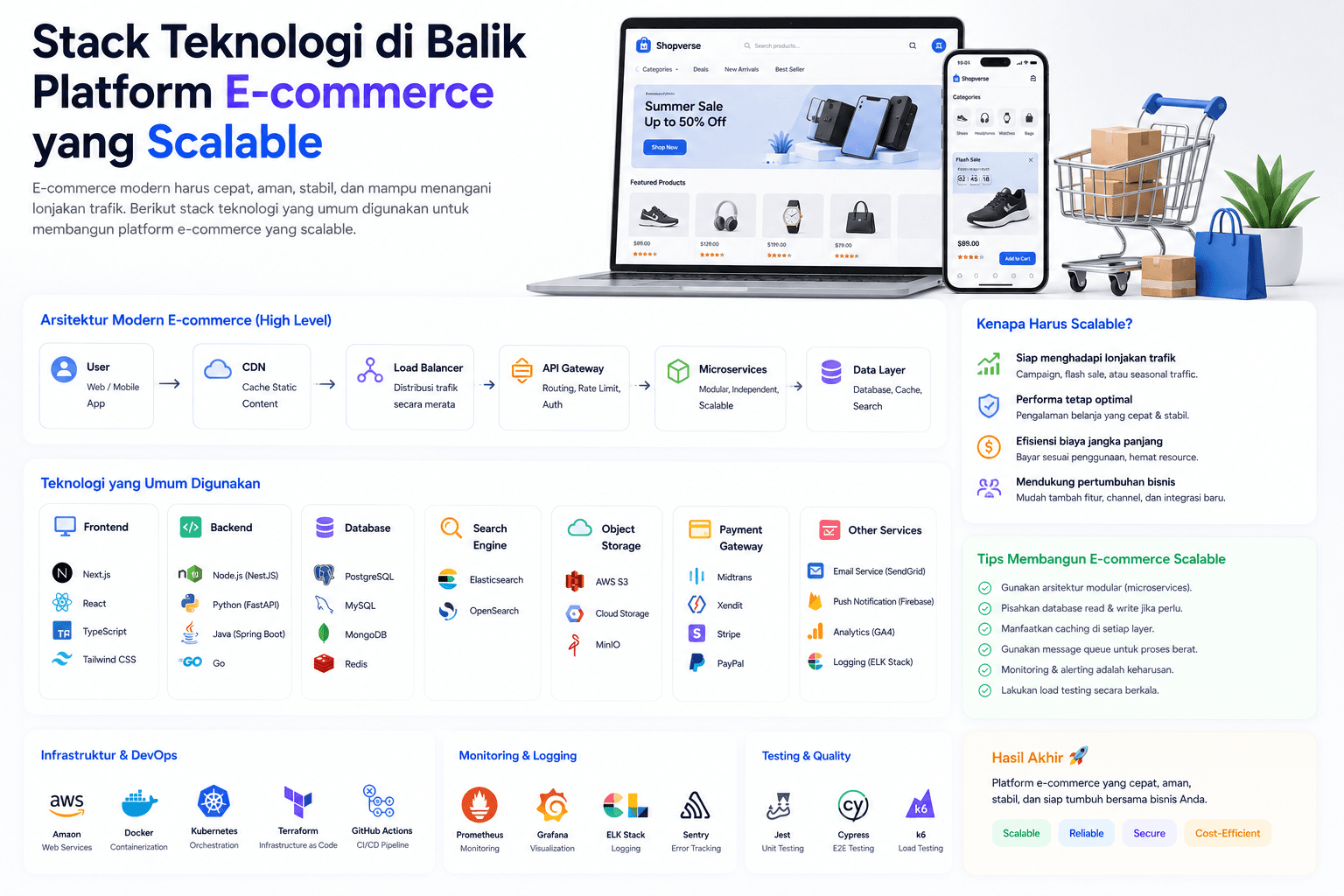 Stack Teknologi di Balik Platform E-commerce yang Scalable